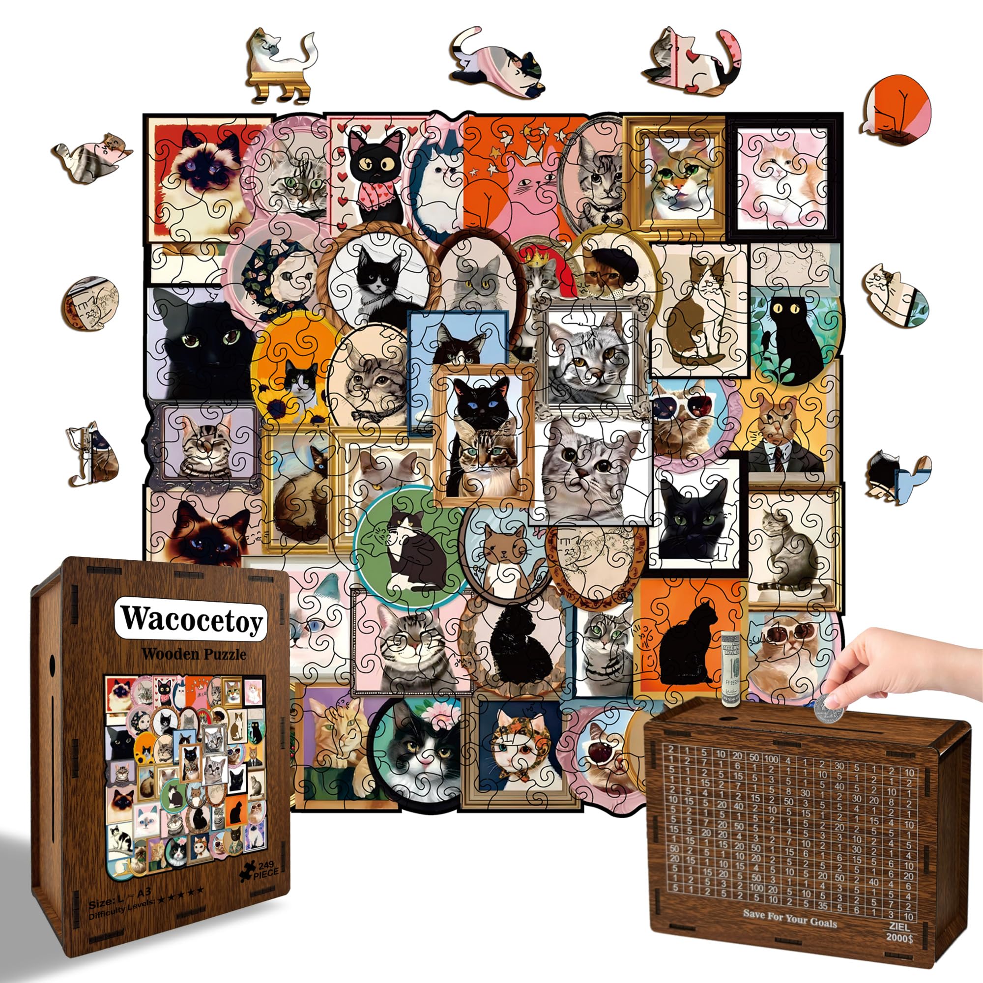 Amazon.com: Wacocetoy Wooden Puzzles for Adults, Cat Photo Frame